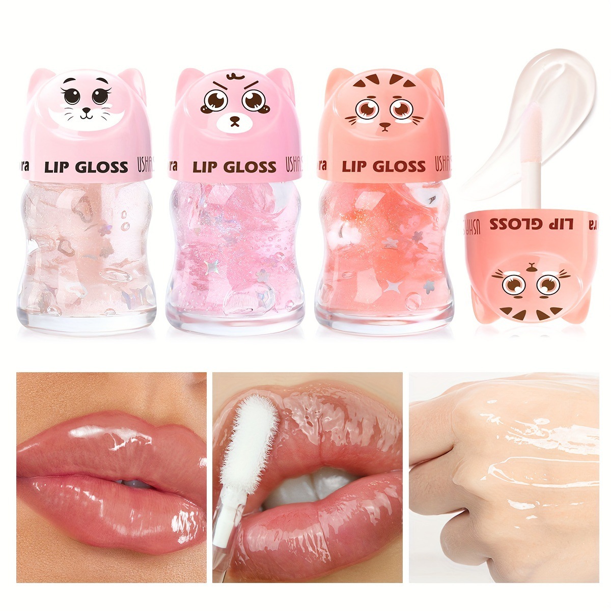 USHAS Europa y América Punto transfronterizo agua brillo de labios hidratante de larga duración brillo de labios bálsamo labial LG2531F