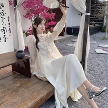 胖mm新中式国风套装新娘晨袍大码雪纺衫法式半身裙汉服两件套