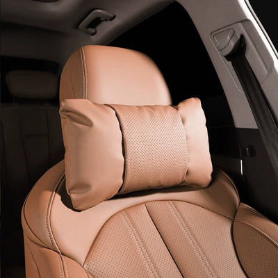 Waist support, Y headrest, updated Y lumbar - 1-piece-headrest-red-tea-orange-nappa-leather-for-comfort-and-stress-relief