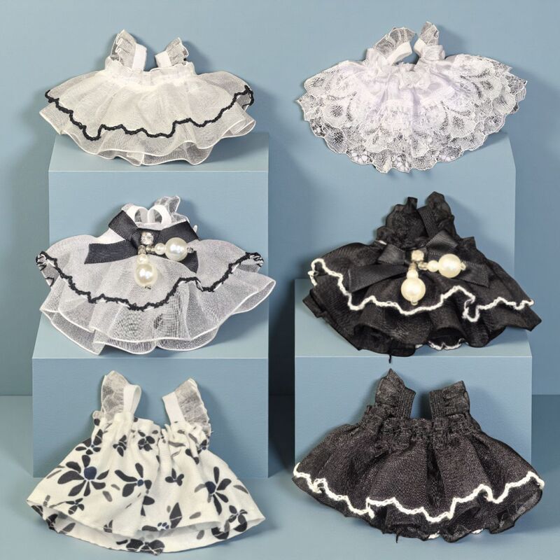 Black and White Lace Skirt Clothing New Skirt Doll Clothes Accessories Leader Dog Labubu Doll Lace Sweet Style