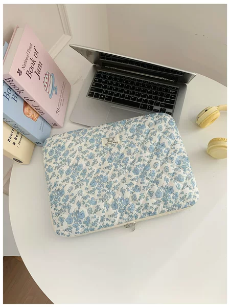 Korean-Style Fresh Floral Computer Bag, Portable 14inch Notebook Sleeve, Lightweight Shockproof Tablet Protective Case