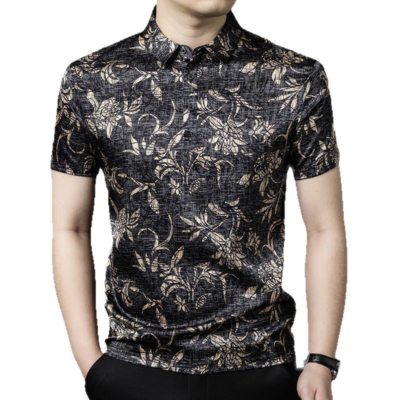Áo polo nam lụa tơ tằm cổ bẻ tay ngắn — Màu xám 7269