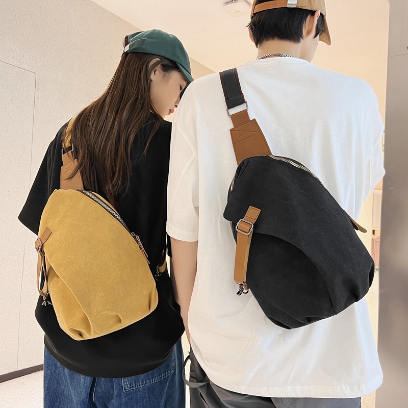 Retro universal Japanese capacious chest bag for men and women
