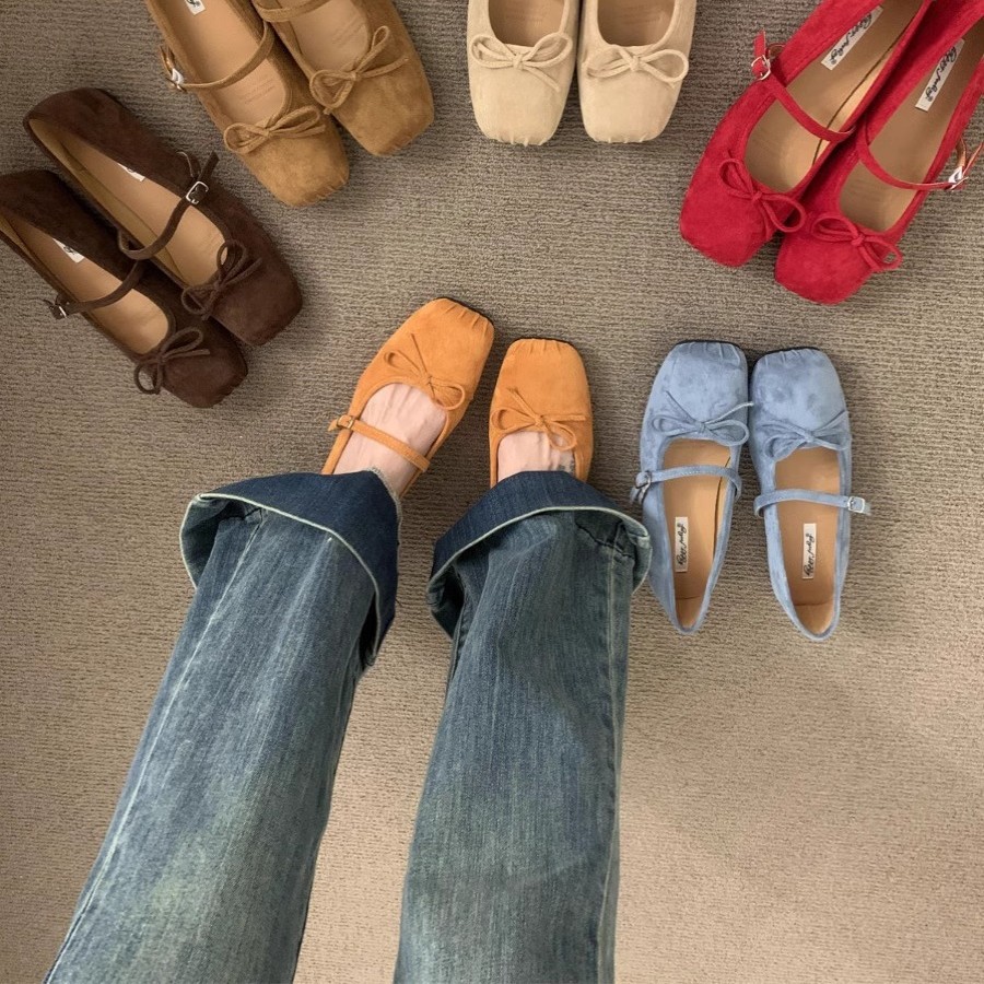 Zapatos de cabeza cuadrada de tería francesa primavera y otoño de 2025 nuevos zapatos de viaje con arco plana de Mary Jane