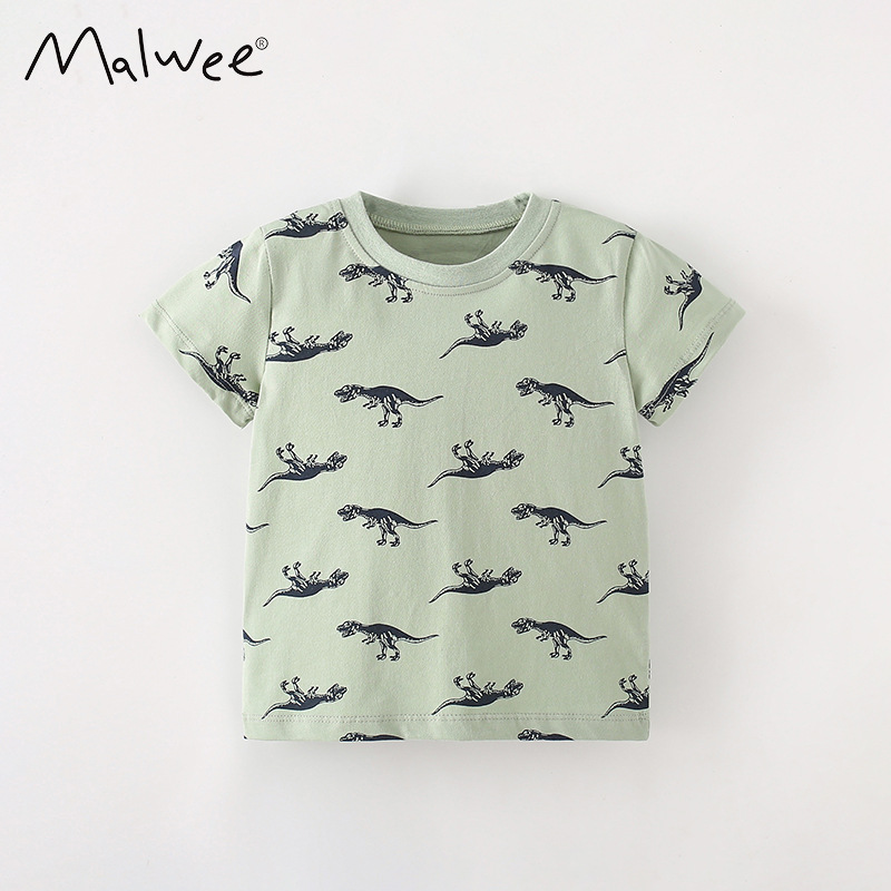 Malwee camiseta de los muchachos verano nuevos niños europeos y americanos guapos DE LOS NIÑOS impresos cuello redondo manga corta top