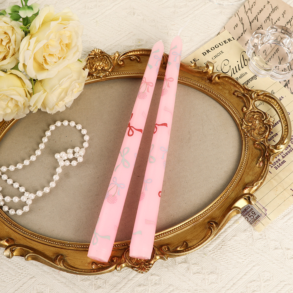 Velas de impresión de varilla larga de color europeo al por mayor casero sin humo romántico día de San Valentín cera de varilla de amor transfronteriza