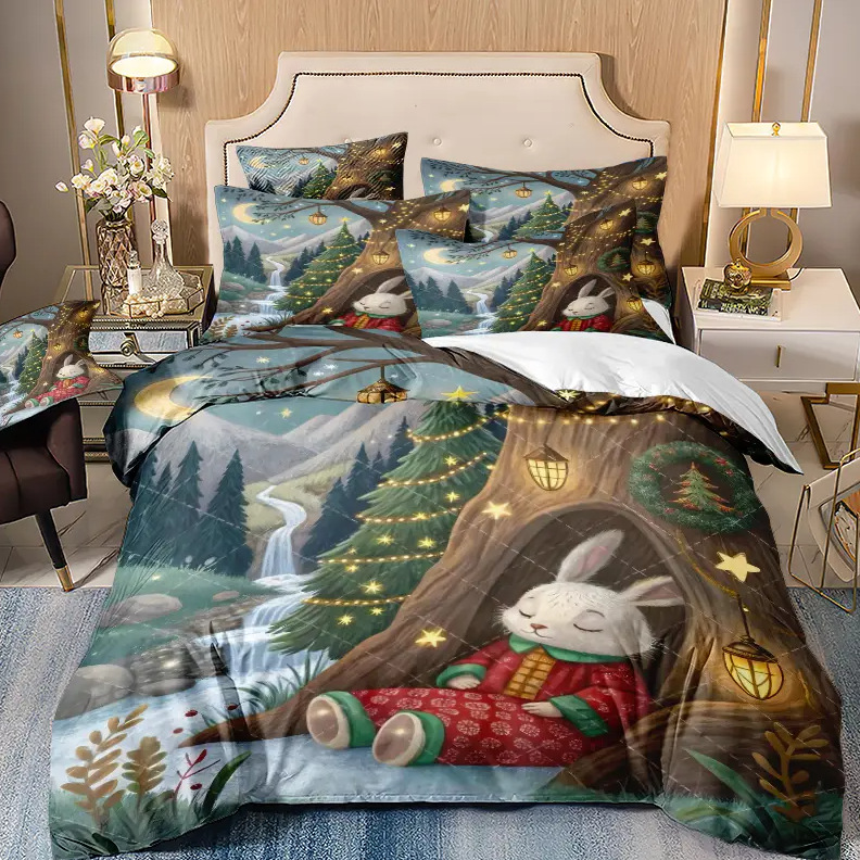 TEMU / JIT Amazon transfronterizo calzado abrigo impresión digital HD conjunto de edredón de pelo para diseñar