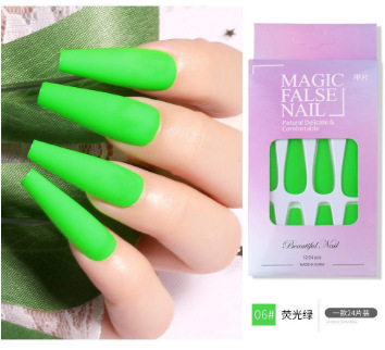 Nueva pieza de esmalte de uñas de desgaste de ballet largo luminoso transfronterizo terminado parche de uñas esmerilado pegamento jalea pieza de uñas falsas