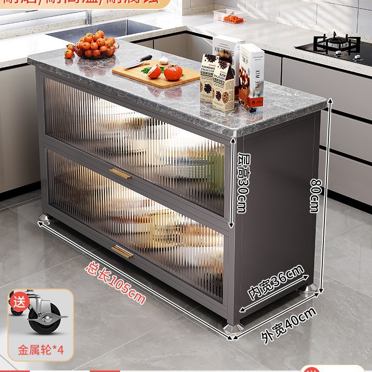 Estante de cocina de pizarra de roca, gabinete de almacenamiento de horno microondas multifuncional de piso, encimera, mesa de corte de verduras, mesa de preparación, armario lateral