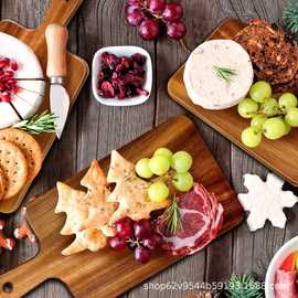 跨境实木托盘家用带把手厨房砧板菜板木质芝士牛排盘披萨板