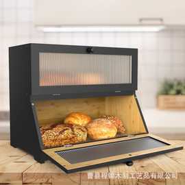 新款竹制面包箱寿司面包储存箱厨房双层可拆卸面包箱可组装收纳箱