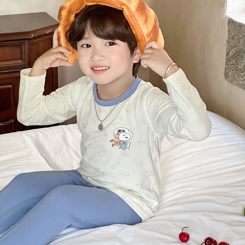 Ropa de otoño para niños medianos y grandes pantalones largos Tong Beijia versión sin hueso AB traje de Lycra de dibujos animados para niños y niñas Serie Ligera de lujo conjunto de Lycra