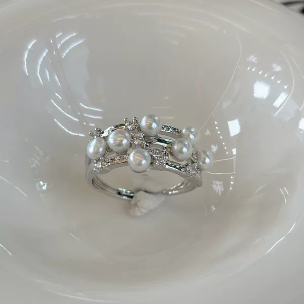 New Natural Freshwater Pearl Ring, Adjustable Open Ring with Multiple Pearls, Wholesale