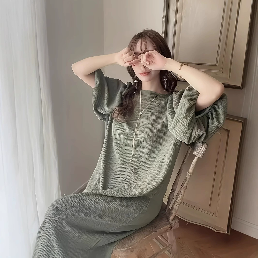 Корейское милое повседневное весенне-летнее новое длинное платье с элегантным и милым женским шикарным дизайном манжет.