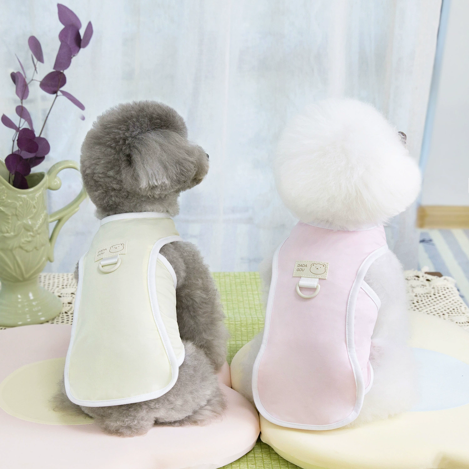 25 медвежонок прохладный жилет солнцезащитный крем чистый цвет с тяговыми пряжками тонкий подходит для маленьких кошек и собак