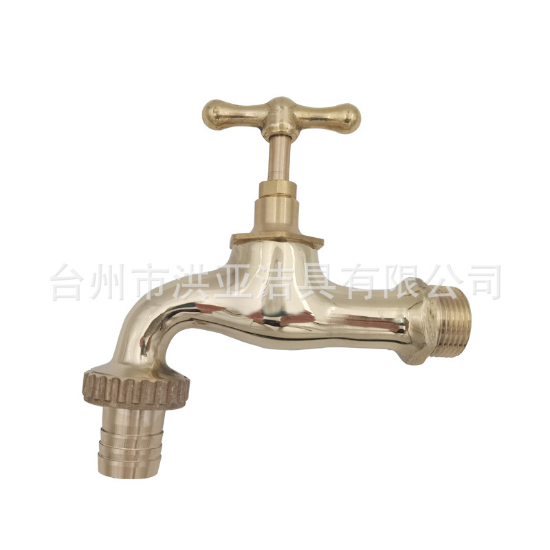 Brass Retro Polished Garden Water Nozzle Outdoor Washing Machine Water Pipe Connection Car Washing Flower Watering Slow Open Quick Connect Faucet