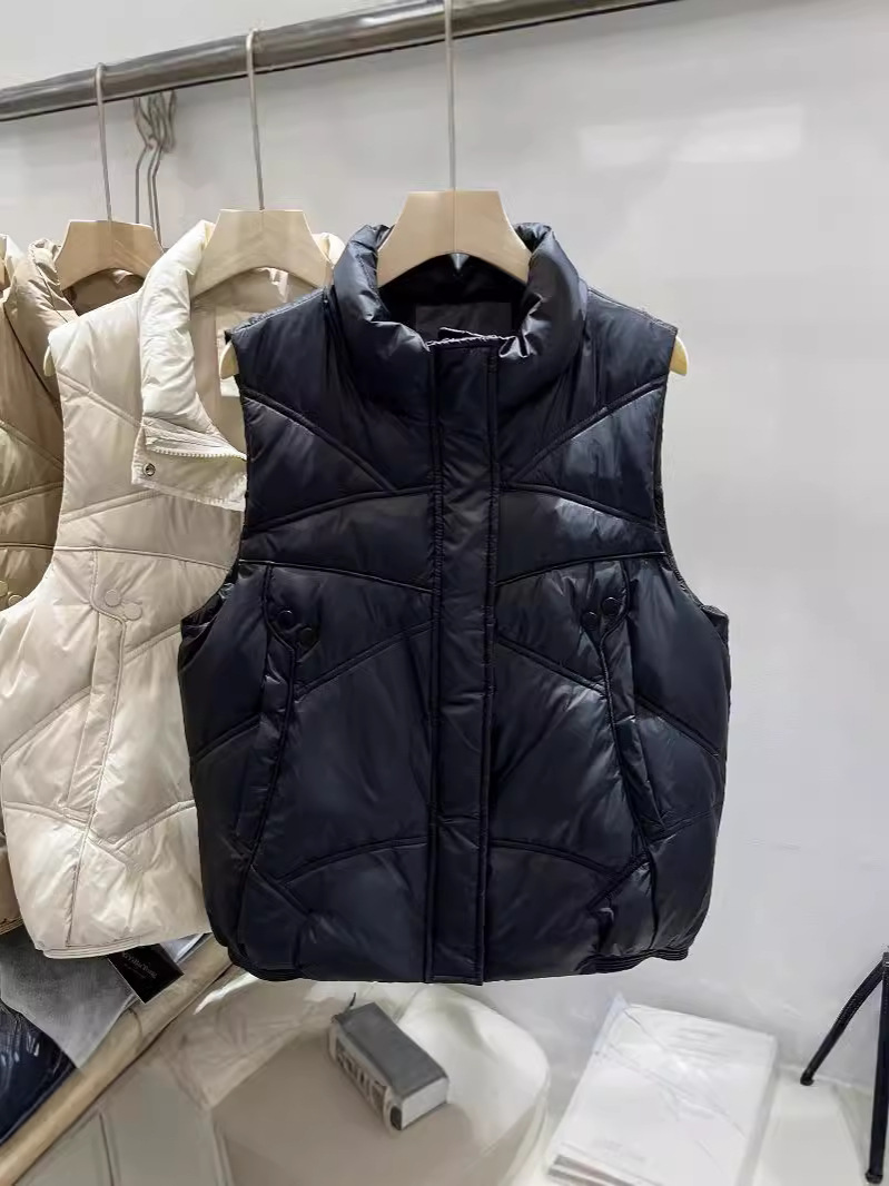 2025 新しいダウンコットンベスト女性のショート多用途アウターファッショナブルなベストチョッキスタンドカラーコットンベストジャケット