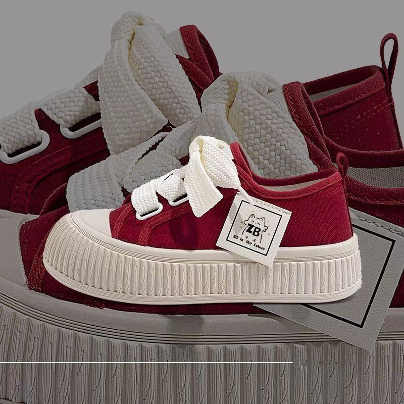 Thick-Soled Canvas Shoes for Women 2024 New Breathable White Shoes Soft-Soled Lightweight Student Casual Sneakers Ins Trend