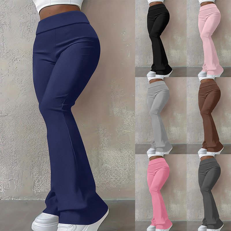 2024 New Casual Pants Trousers Sports European and American Cross-border Amazon Women's Solid Color Fashion Women's Tight Pants