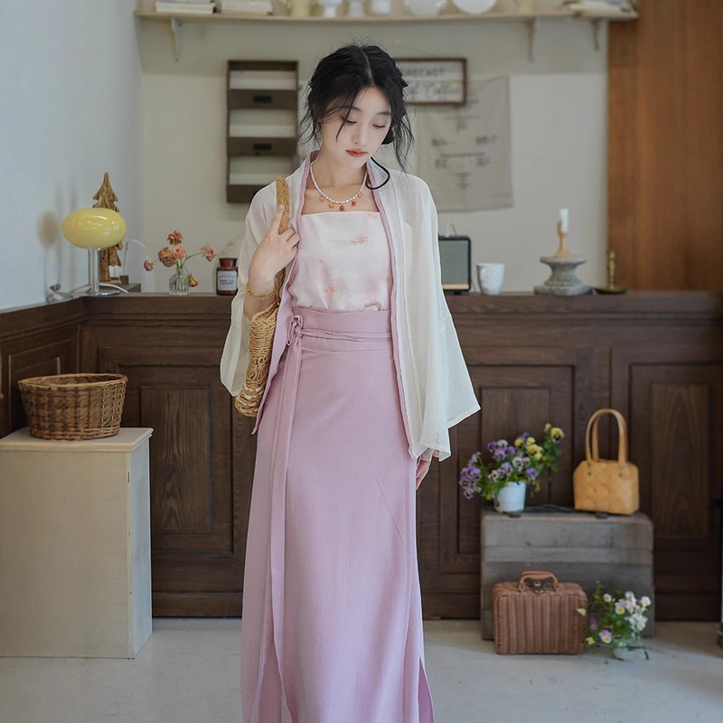 【Jin Su Liang Nian】Song Dynasty Style Summer Jacquard Satin Swing Skirt Original Hanfu for Women Chinese Style Retro Daily Wear