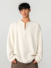 肌理感半拉链长袖T恤男款2025春季新款高级感叠穿打底衫休闲内搭