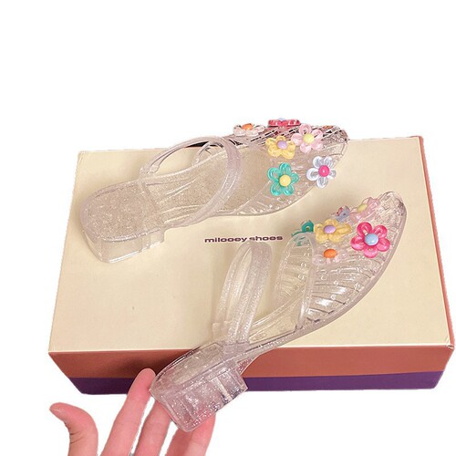 Transparent crystal jelly shoes jewelry high-end three-dimensional hole shoes DIY shoe flower buckles detachable Korean hole shoes