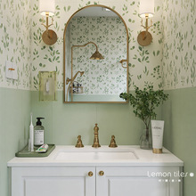 法式复古绿色叶子砖牛油果绿卫生间瓷砖浴室厕所墙面砖小清新地砖