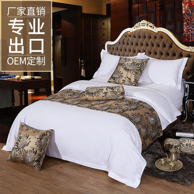 Hotel Linen Four-Piece Set, 100% Cotton, 60S Satin, Five-Star Guesthouse Fitted Sheet Style Bedding, Bed Sheet, Duvet Cover, Customizable