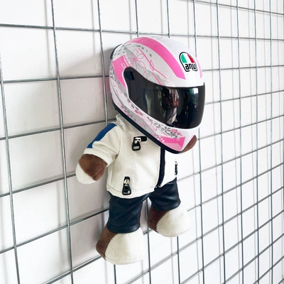 Motosiklet dəbilqələri — trunk decoration rally bear - height-28cm-lemon-yellow-white-bearagv-sakura-upgraded-tail-wing