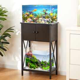 跨境现货水族箱金属支架家用多功能靠墙置物架现代简约小型鱼缸架