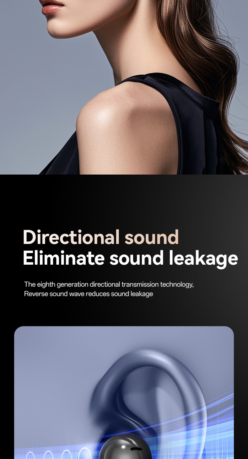 Ai Smart Wireless Bluetooth Ear Clip Headphones Colour Display_voghion.com