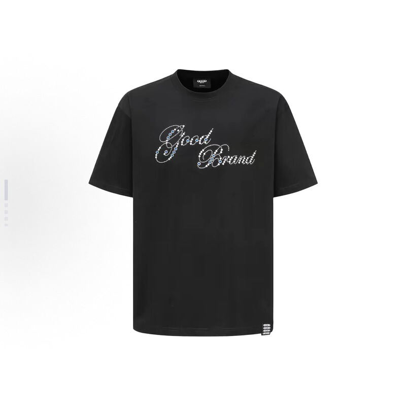 High Version 2025 Summer New GOOD Pearl Back Art Rhinestone Round Neck Men's and Women's Short Sleeve T-Shirt