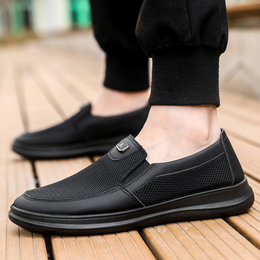 Zapatos casuales para hombres de edad media y vieja con suela suave, zapatos de zapato transpirables, viejos zapatos de tela transpirables de malla de Beijing. image 5