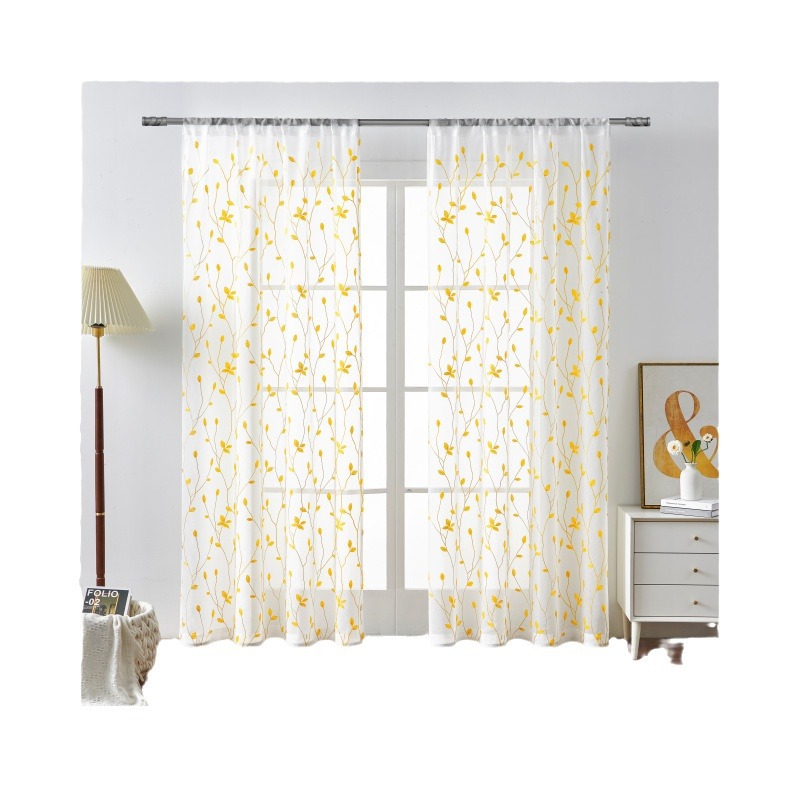 Amazon Foreign Trade emitió hojas bordadas, cortinas de estilo europeo, pantallas de ventanas, cortinas de balcón de dormitorio de sala de estar terminadas