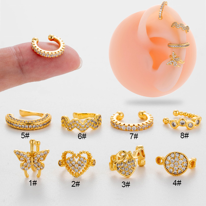 Chattering Internet Celebrant Fashion Micro-inlaid Zircon Butterfly Cartilage Ear Clip No Ear Penetration Puncture Ear Clip Popular Earrings
