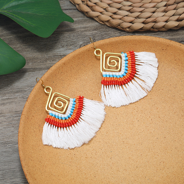 Small design ethnic woven retro elegant earrings handmade