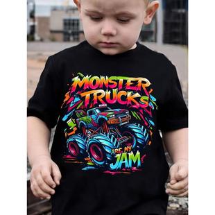 �W�a�羳��Trendy Cute Boy's Summer Top - MONSTER TRUCK JAM C