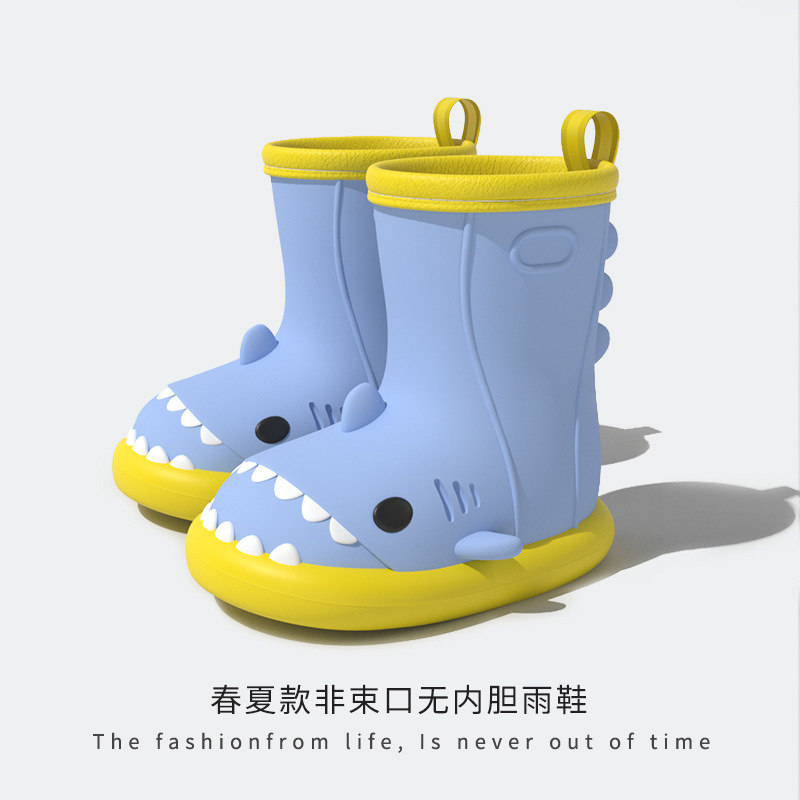 小鲨鱼儿童雨鞋男童卡通雨衣套装防滑宝宝雨靴女婴儿小孩水鞋胶鞋|undefined