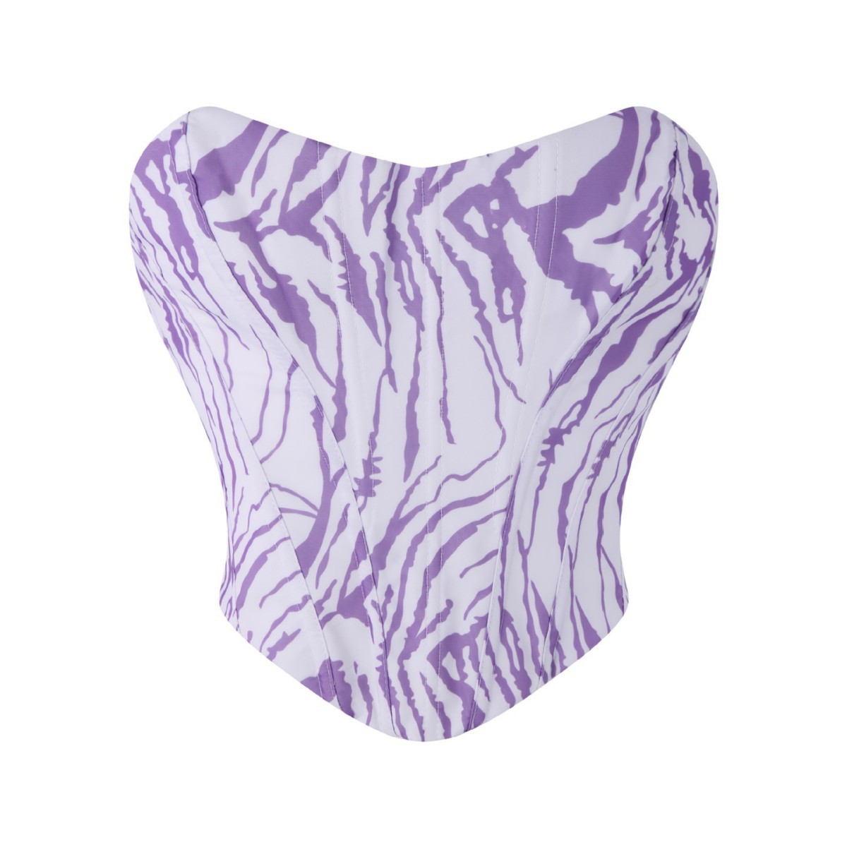 Nueva moda cebra púrpura para el pecho de soporte de pecho delgado sexy no elástico hueso de pescado plástico vestido exterior