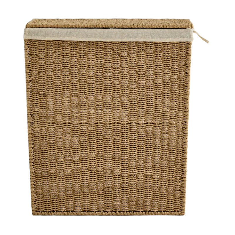 Cesta de lavandería de cuerda de papel trenzada, cesta de lavandería sucia, cesta de almacenamiento de ropa plegable doméstica transfronteriza grande