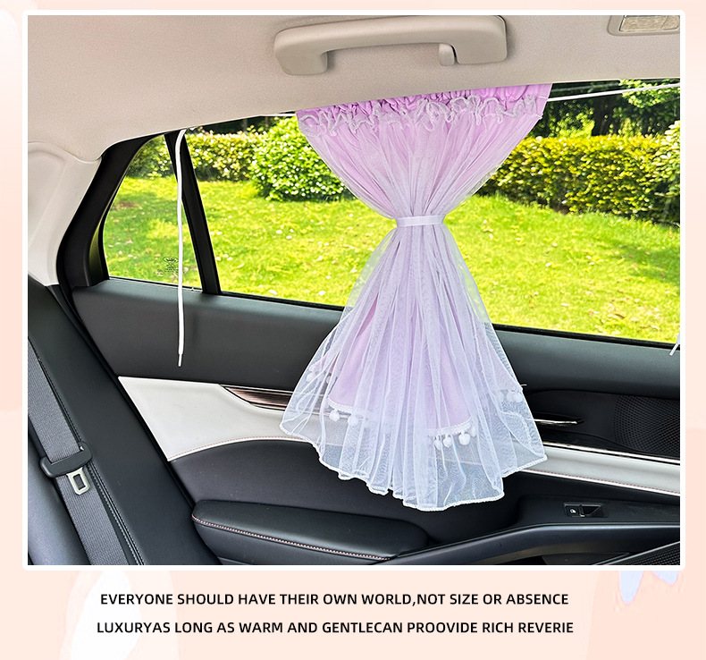 Car Sunshade Curtain for Summer, Suction Cup Type Sun Protection and Heat Insulation Curtain for Children's Cars, Creative Double-Layer Car Privacy Curtain
