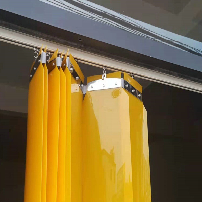Folding anti-arc soft door curtain PVC plastic welding protective screen push-pull blackout curtain soft plate opaque sliding curtain