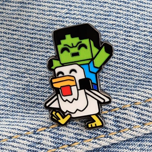 Minecraft Enamel Pin Cute Zombie Chicken Knight Badge Game Character Brooch Fun Player Gift