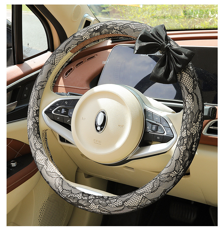 New Car Steering Wheel Cover for All Seasons and Summer, Non-Slip, Universal Fashionable Lace Female Cute Handlebar Cover, Cross-Border Supply