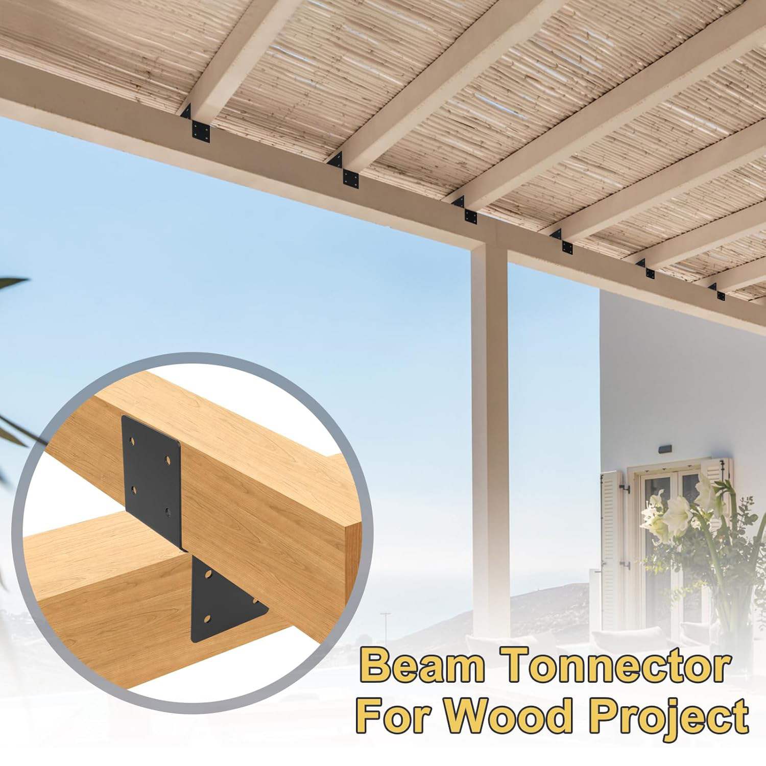 Conector de Base para Postes de Madera de Hierro Laminado para Pérgolas y Toldos