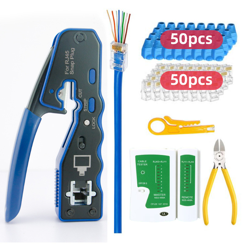 Cross-border manual crimping pliers suit wire pliers home improvement maintenance tools pliers RJ45 tester seven types of toolkits