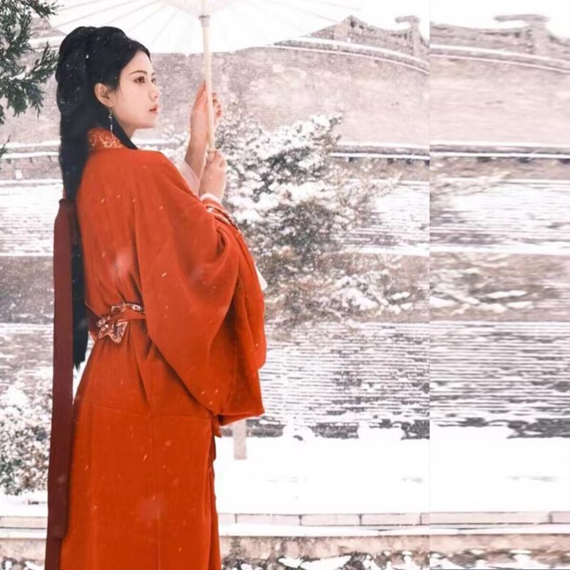 战国袍汉服女成人古装春夏款古风魏晋南北朝直裾套装女款高个子|undefined