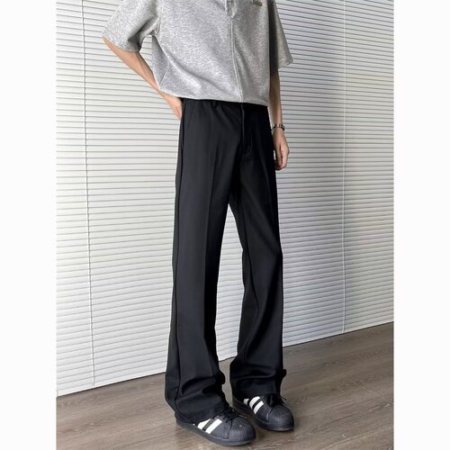 Casual Loose Fit Retro Japanese Style Men's Summer New arriving High-end Straight Leg Trousers with Flared Hem