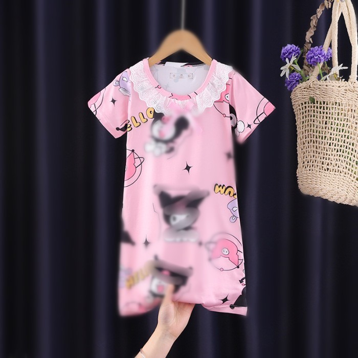 Cross-border wholesale children's pajamas princess floral lace short-sleeve sleepwear summer home clothes air-conditioned sleepwear