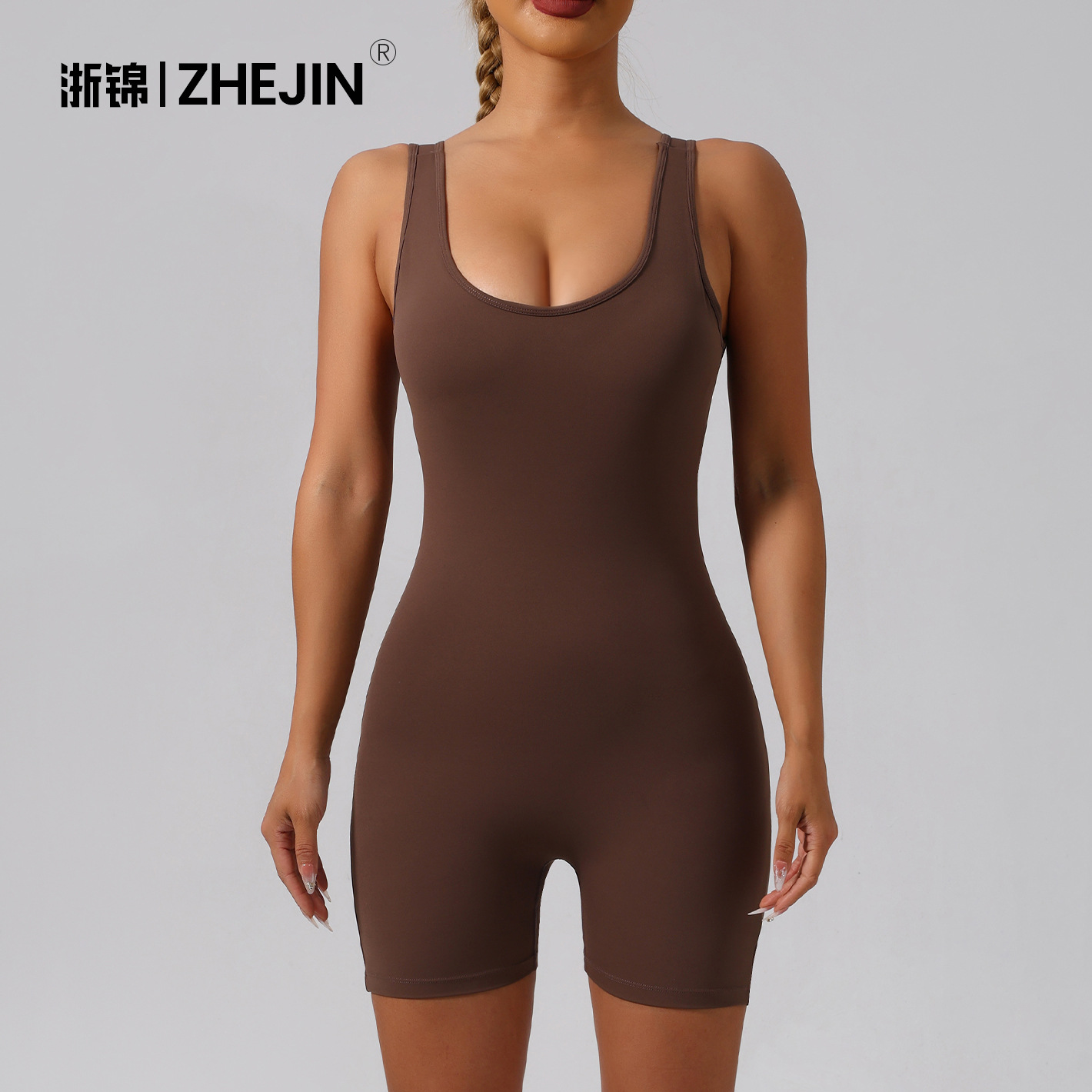 타이트 유럽과 미국 스타일 점프수트 원피스 피트니스 섹시 요가 점프수트 원피스 요가 수트 복숭아 엉덩이 반바지